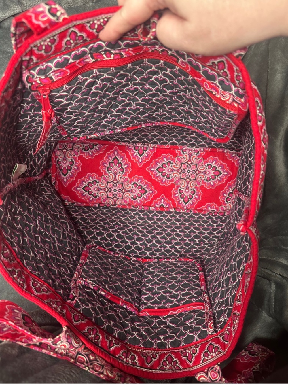 Vera Bradley Red Quilted Paisley Tote - Picture 3 of 4